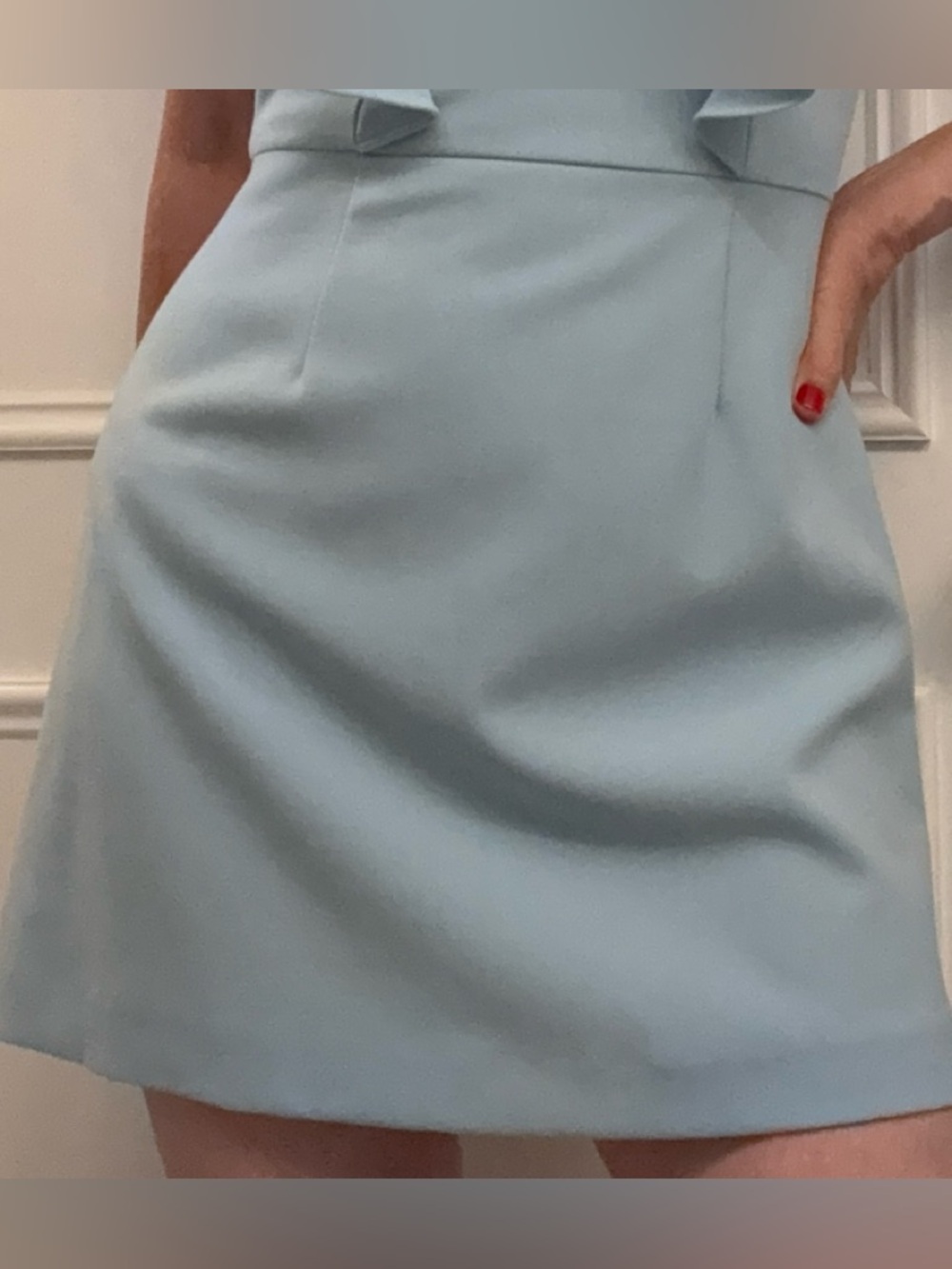 French Connection Pale Blue Ruffle Mini Dress - Picture 2 of 5